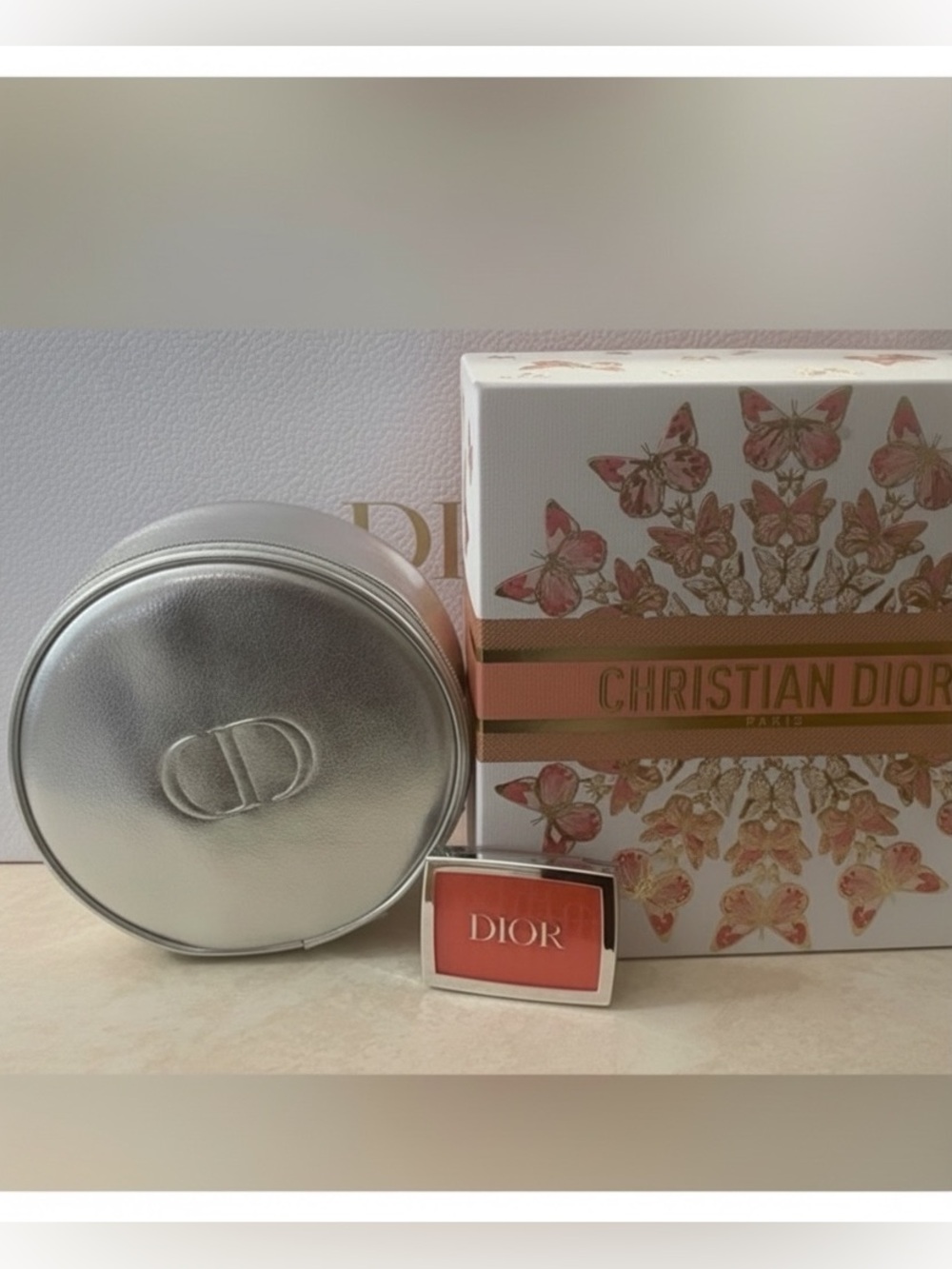 Limited Edition Dior Butterfly Gift Set - Rosy Glow Blush 015 Cherry & Case